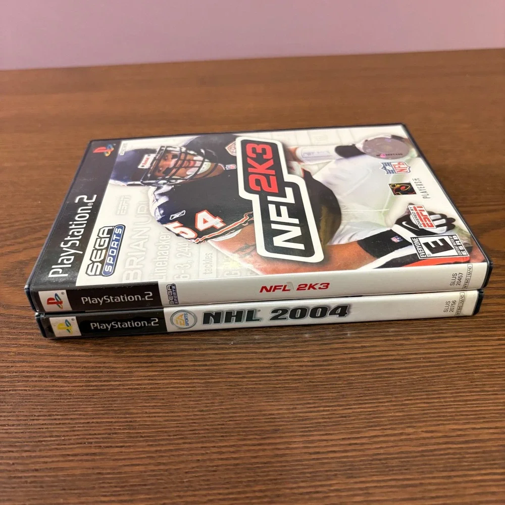 Sega EA Sports NFL 2K3 NHL 2004 PS2 Games Bundle Excellent Complete CIB Blk Case